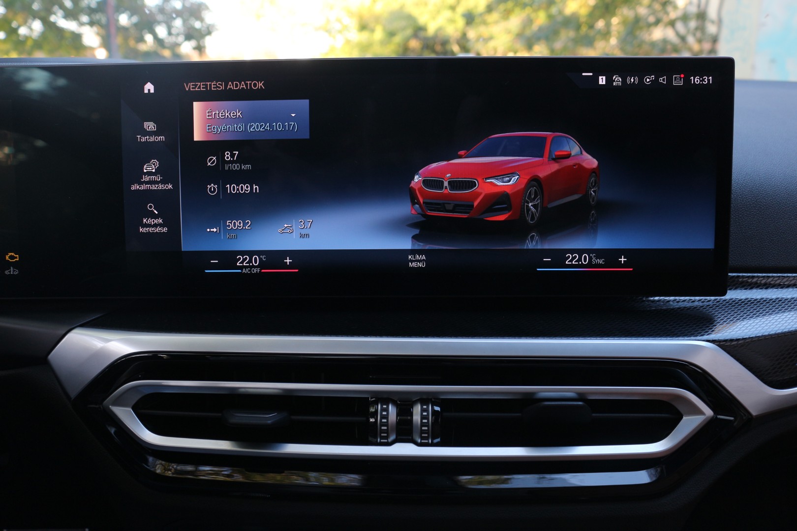 BMW 230i vezetési adatok